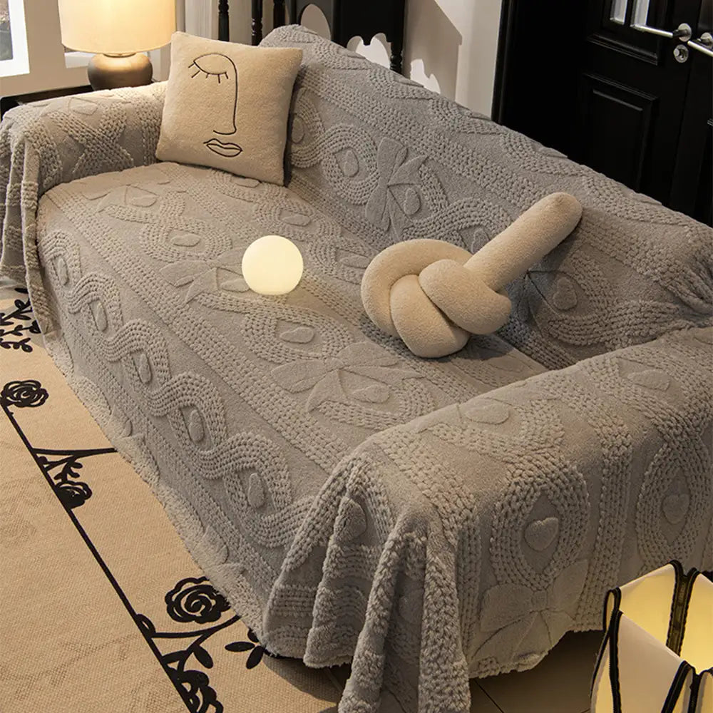 Bowknot Jacquard Plush Multifunctional Sofa Blanket Couch Cover... main product image | Petix pet supplies for dogs and cats