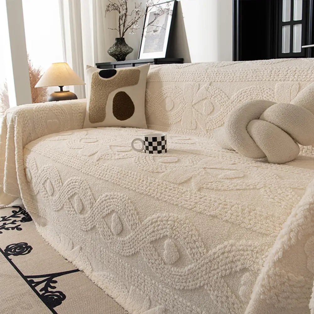 Bowknot Jacquard Plush Multifunctional Sofa Blanket Couch Cover - Co... detail view 10 | Petix pet supplies for dogs and cats