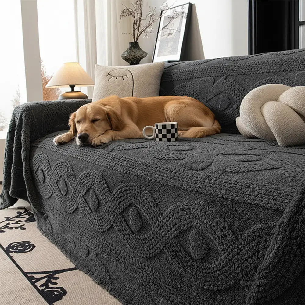Bowknot Jacquard Plush Multifunctional Sofa Blanket Couch Cover - Cou... detail view 4 | Petix pet supplies for dogs and cats