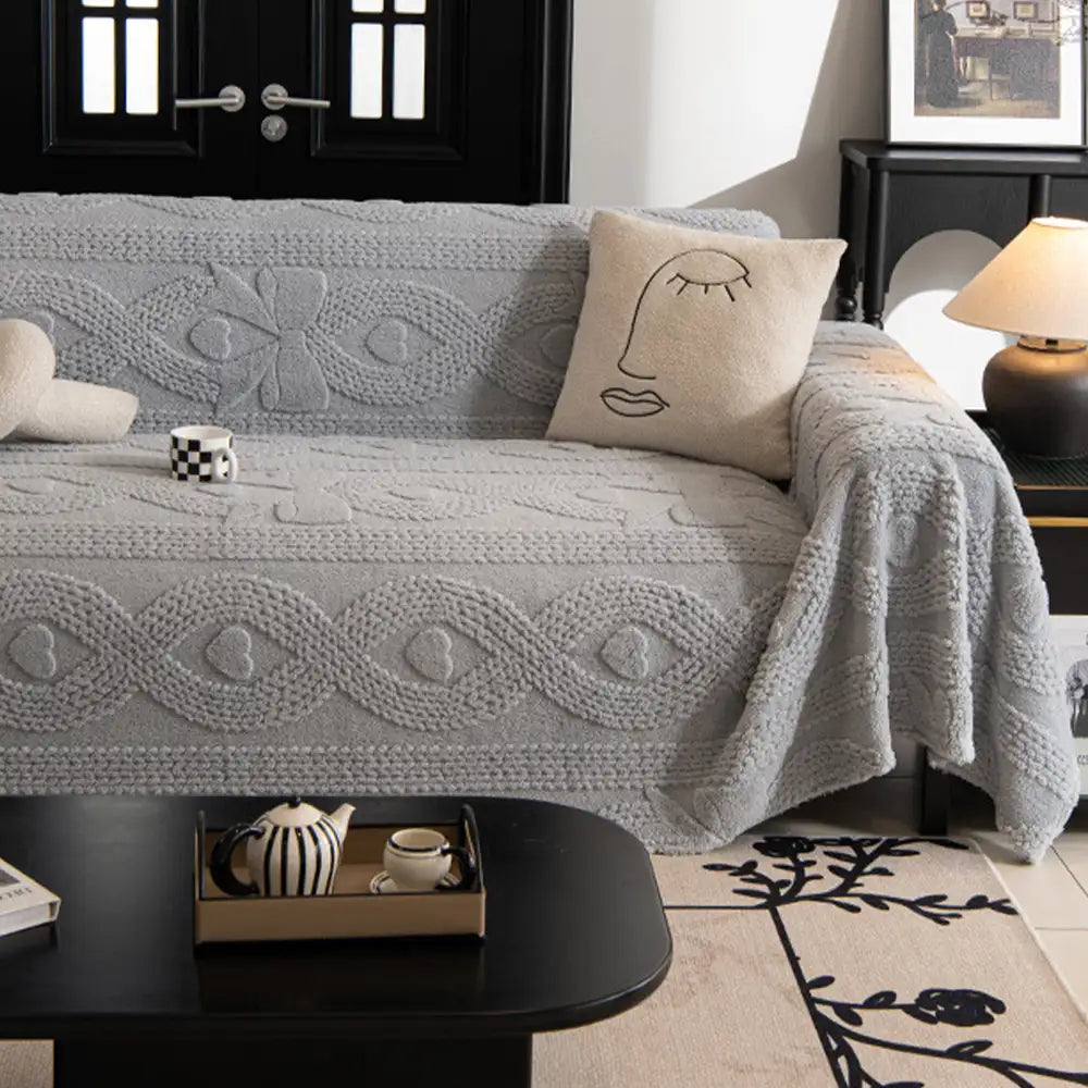 Bowknot Jacquard Plush Multifunctional Sofa Blanket Couch Cover - Co... detail view 11 | Petix pet supplies for dogs and cats