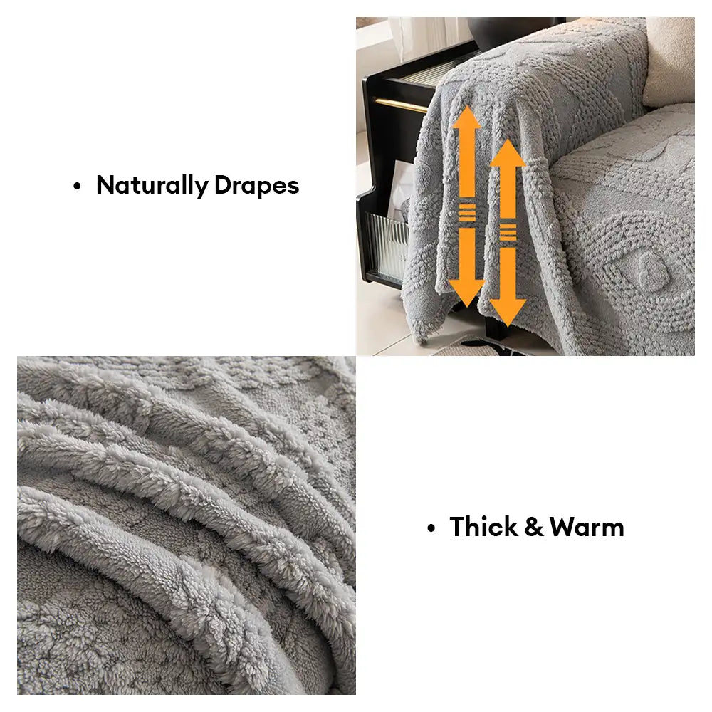 Bowknot Jacquard Plush Multifunctional Sofa Blanket Couch Cover - Cou... detail view 6 | Petix pet supplies for dogs and cats