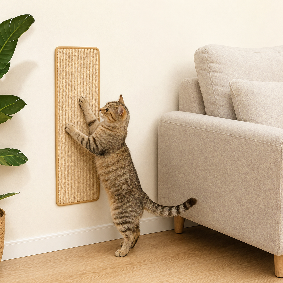 Faux Sisal Cat Scratcher Mat Sofa Protector with Velcro Tape - Scrat... detail view 15 | Petix pet supplies for dogs and cats