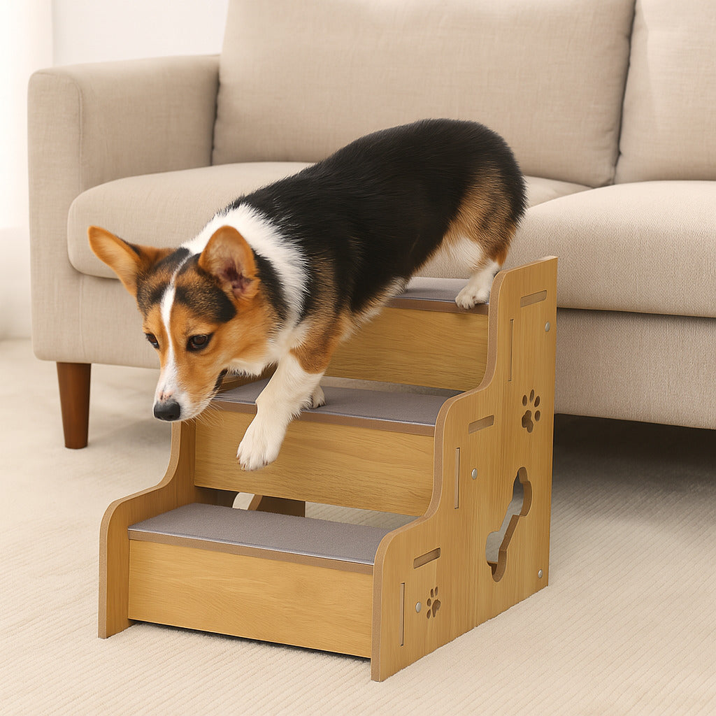 Safe Sturdy Wood Non-Slip Dog Ramp Stairs - Dog Stairs main product image | Petix pet supplies for dogs and cats