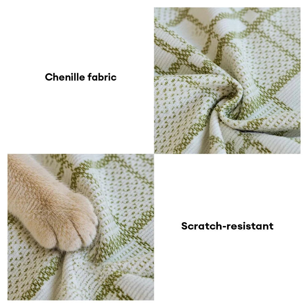 Checkered Pattern Breathable Chenille Sofa Protection Couch Cover - C... detail view 4 | Petix pet supplies for dogs and cats