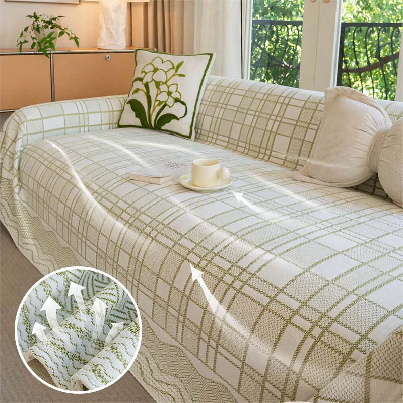 Checkered Pattern Breathable Chenille Sofa Protection Couch Cover - C... detail view 5 | Petix pet supplies for dogs and cats