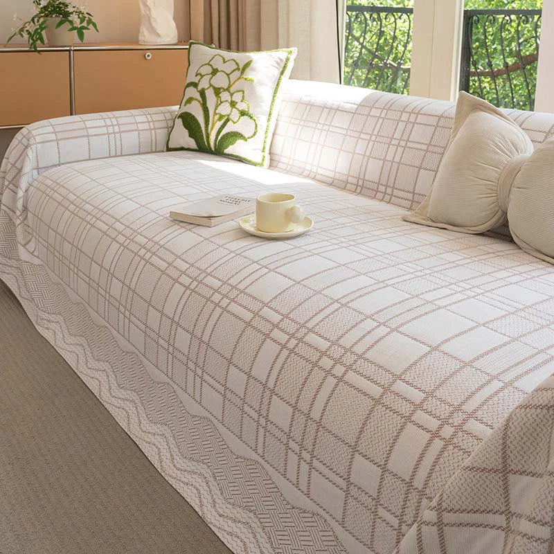 Checkered Pattern Breathable Chenille Sofa Protection Couch Cover - C... detail view 8 | Petix pet supplies for dogs and cats