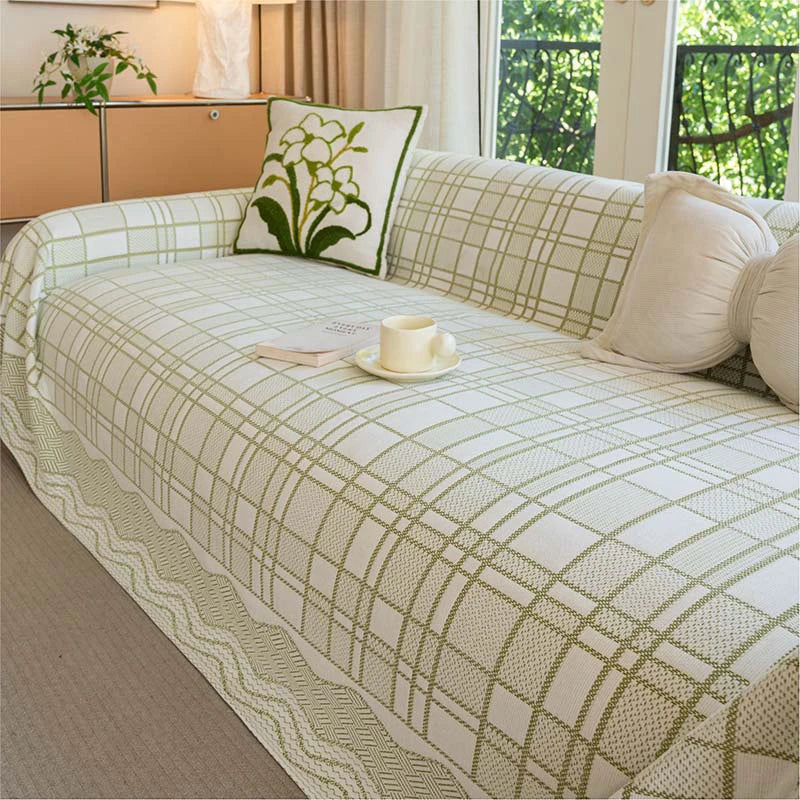 Checkered Pattern Breathable Chenille Sofa Protection Couch Cover - C... detail view 3 | Petix pet supplies for dogs and cats