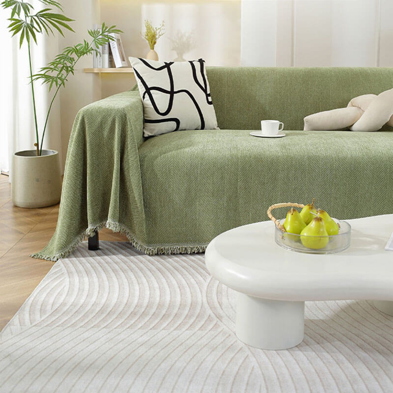 Chenille Blanket Herringbone Tassel Armchair Cover - Couch Cover main product image | Petix pet supplies for dogs and cats