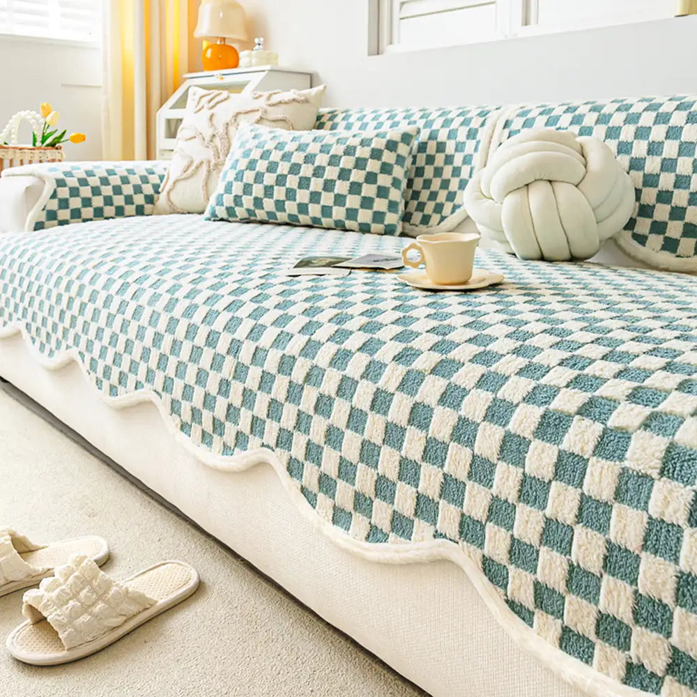 Classic Checkerboard Plush Comfortable Scratch-Resistant... lifestyle and size view 14 | Petix pet supplies for dogs and cats