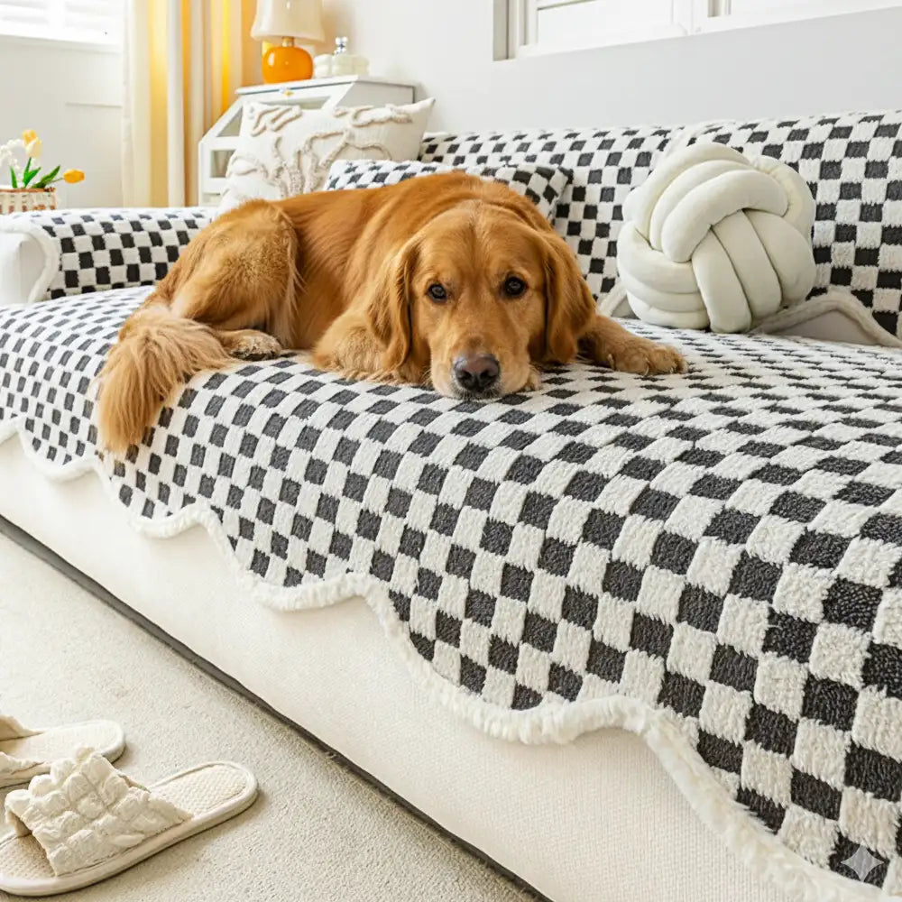 Classic Checkerboard Plush Comfortable Scratch-Resistant Non-Slip Cou... detail view 4 | Petix pet supplies for dogs and cats