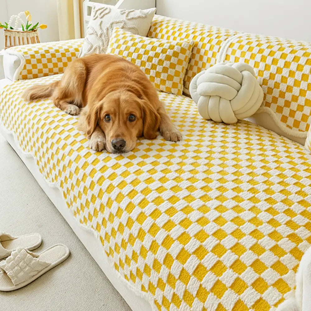 Classic Checkerboard Plush Comfortable Scratch-Resistant Non-Slip Cou... detail view 8 | Petix pet supplies for dogs and cats