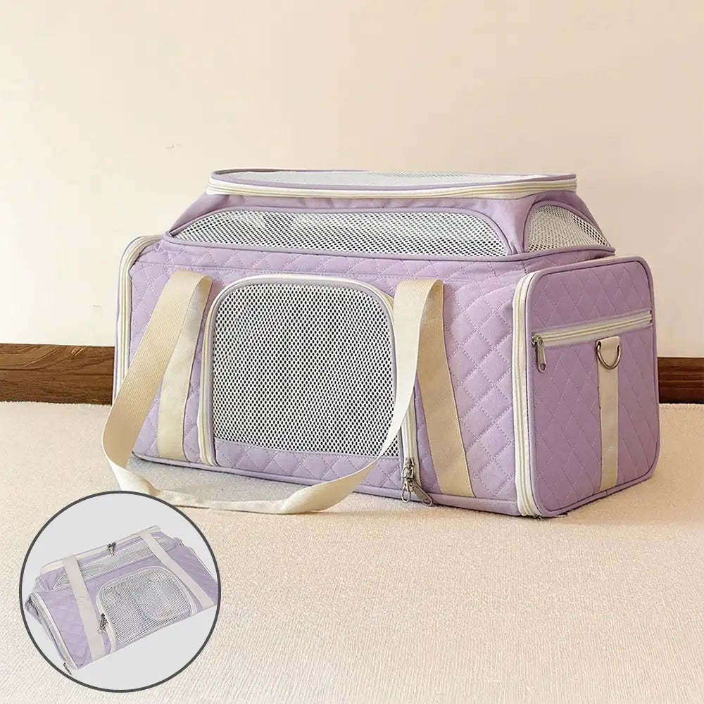 Classic Diamond Pattern Portable Cat Carrier Large-Capacity Expandabl... detail view 6 | Petix pet supplies for dogs and cats