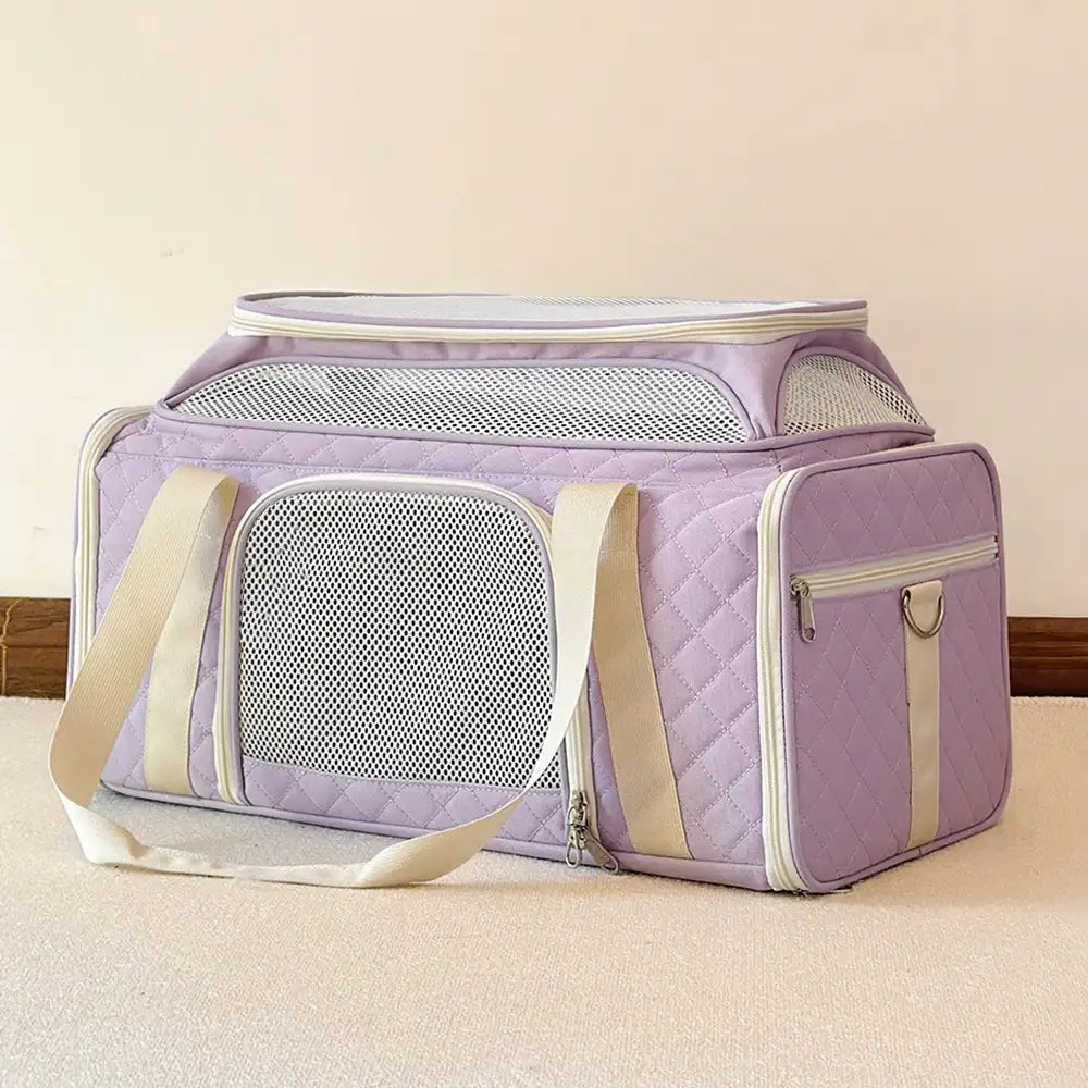 Classic Diamond Pattern Portable Cat Carrier Large-Capacity Expandabl... detail view 7 | Petix pet supplies for dogs and cats