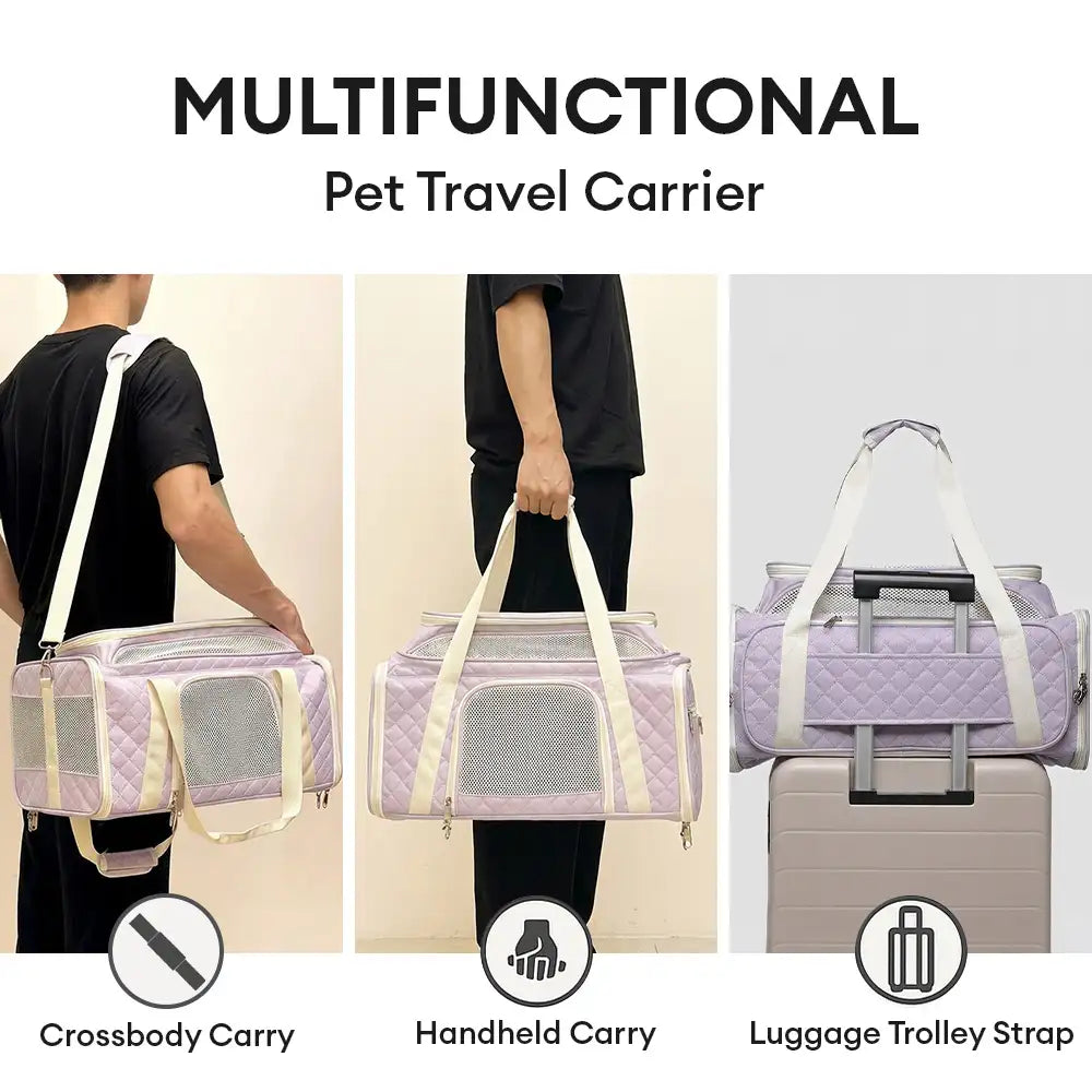 Classic Diamond Pattern Portable Cat Carrier Large-Capacity Expandabl... detail view 5 | Petix pet supplies for dogs and cats