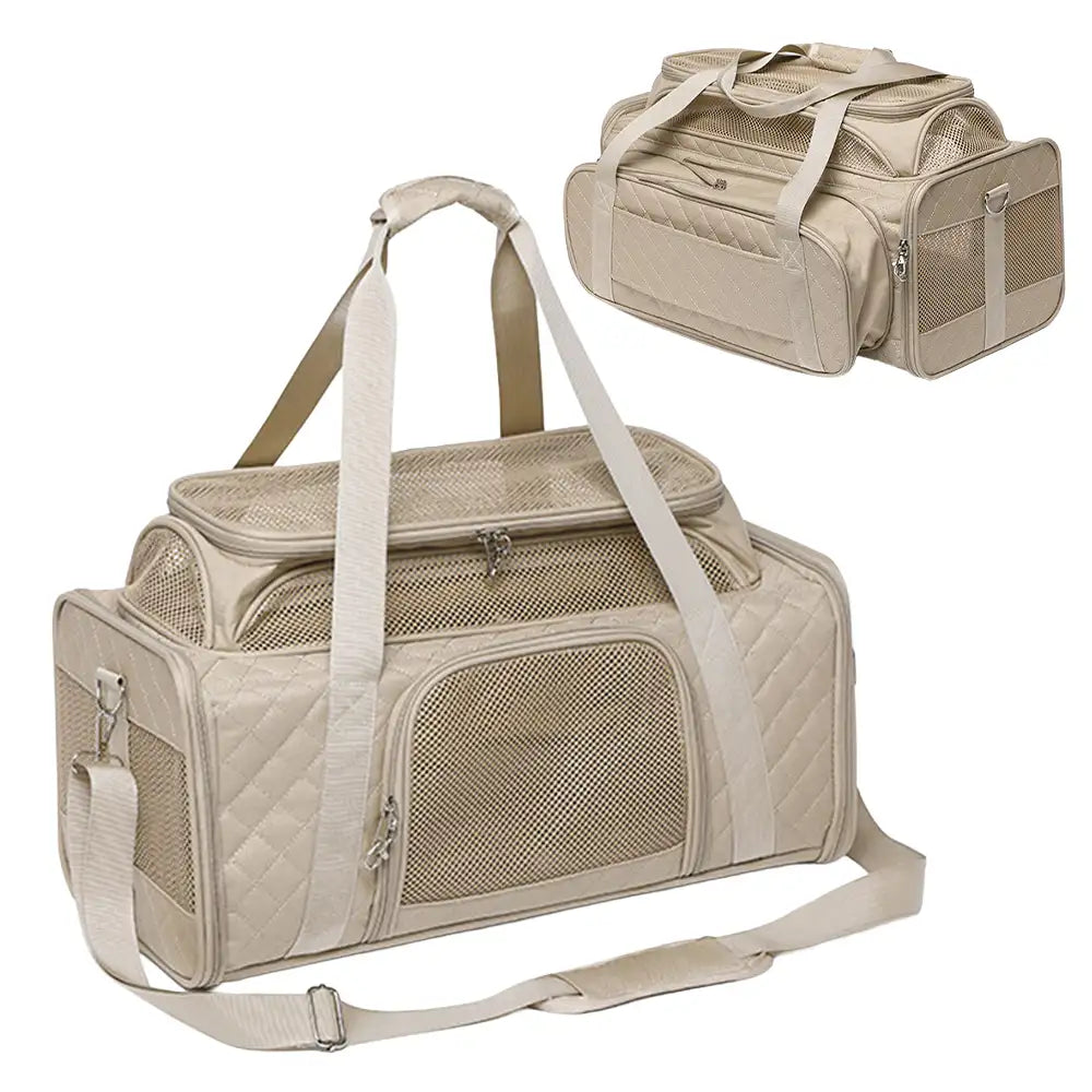 Classic Diamond Pattern Portable Cat Carrier Large-Capacity Expandabl... detail view 9 | Petix pet supplies for dogs and cats