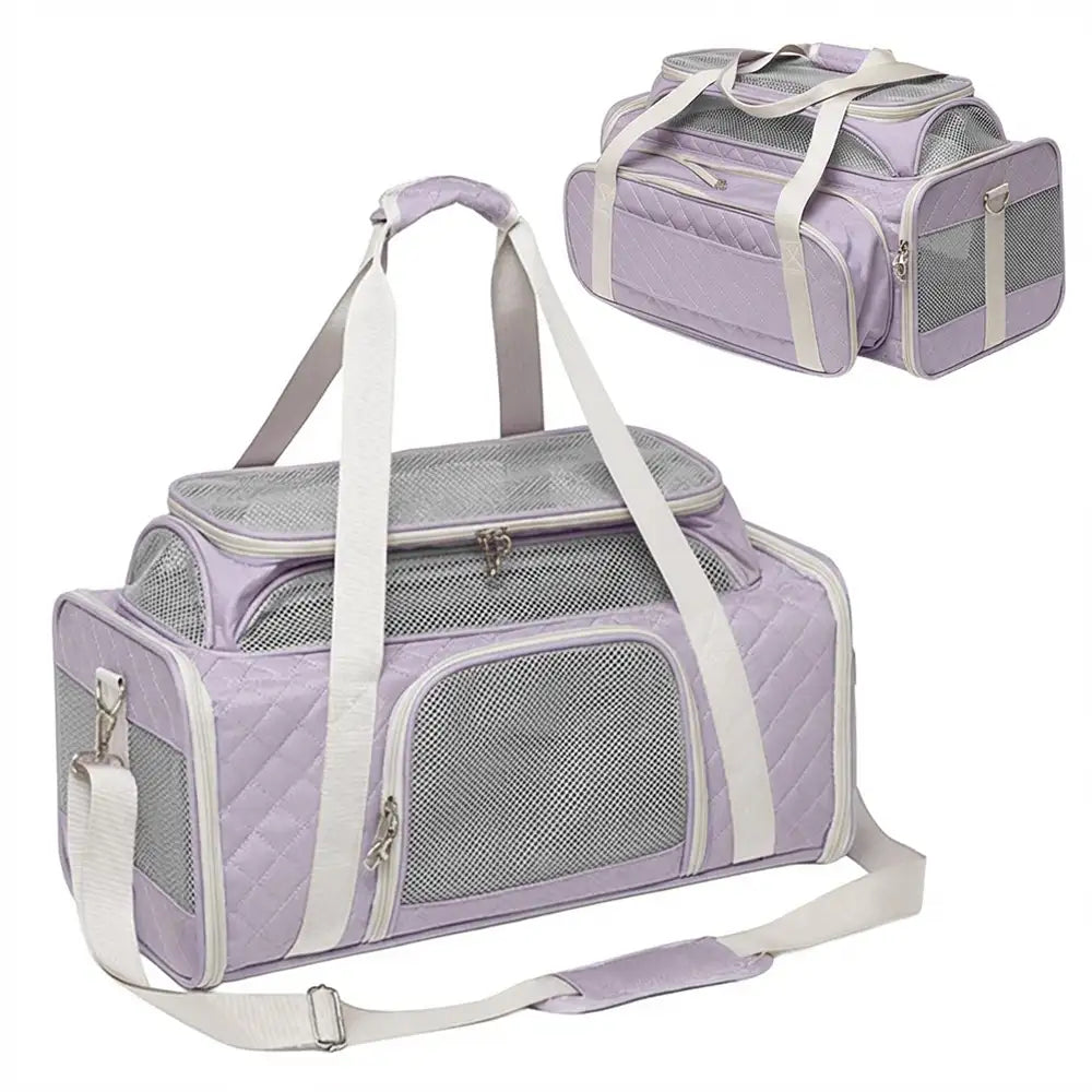 Classic Diamond Pattern Portable Cat Carrier Large-Capacity Expandab... detail view 10 | Petix pet supplies for dogs and cats