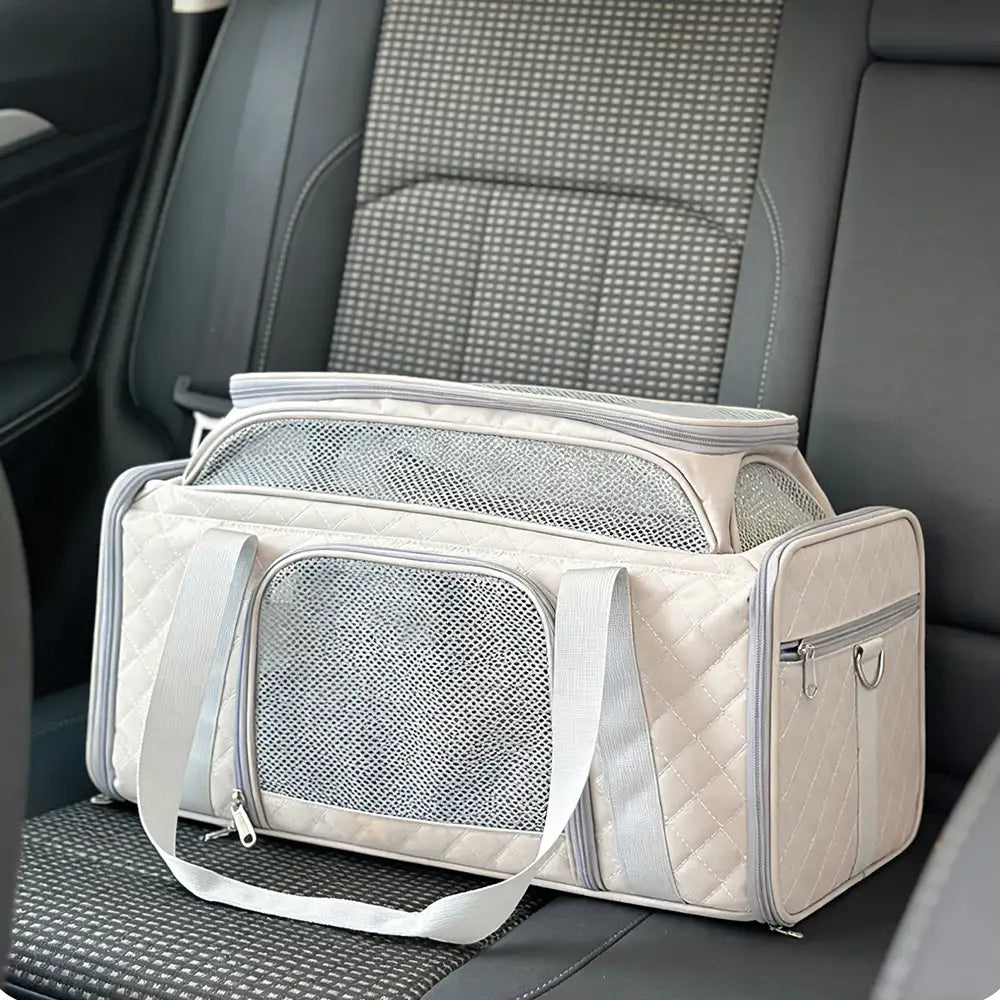 Classic Diamond Pattern Portable Cat Carrier Large-Capacity Expa... main product image | Petix pet supplies for dogs and cats