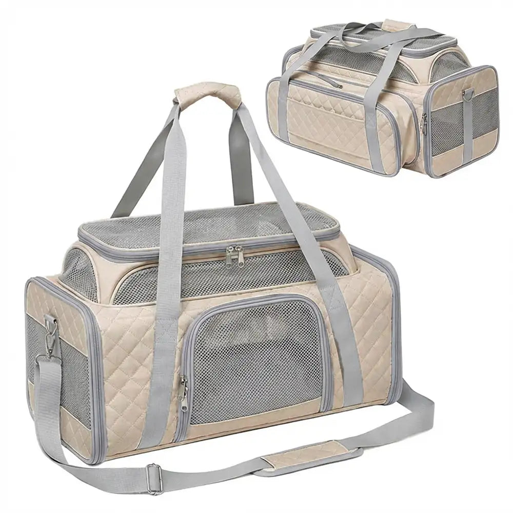 Classic Diamond Pattern Portable Cat Carrier Large-Capacity Expandabl... detail view 8 | Petix pet supplies for dogs and cats