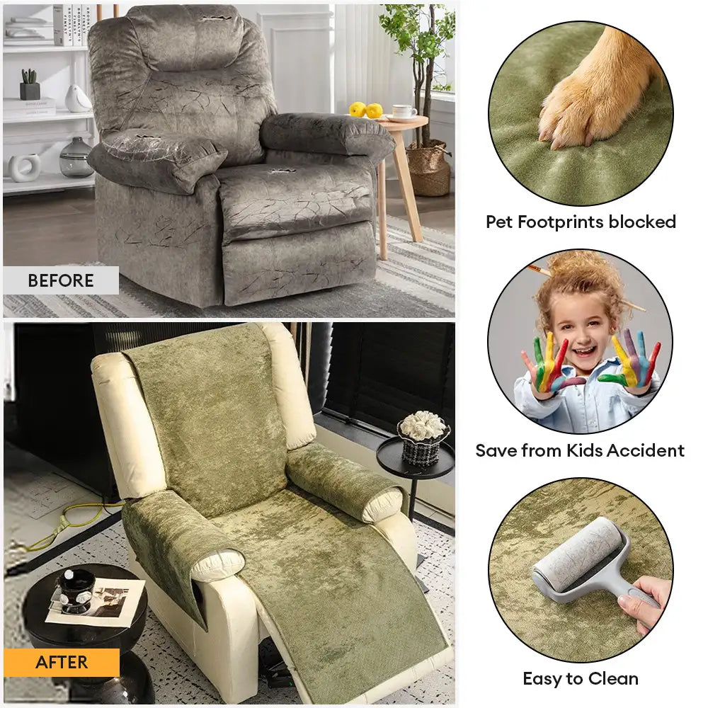 Cloud Fleece Anti-Slip One-Piece Recliner Chair Cover - Couch Cover detail view 4 | Petix pet supplies for dogs and cats