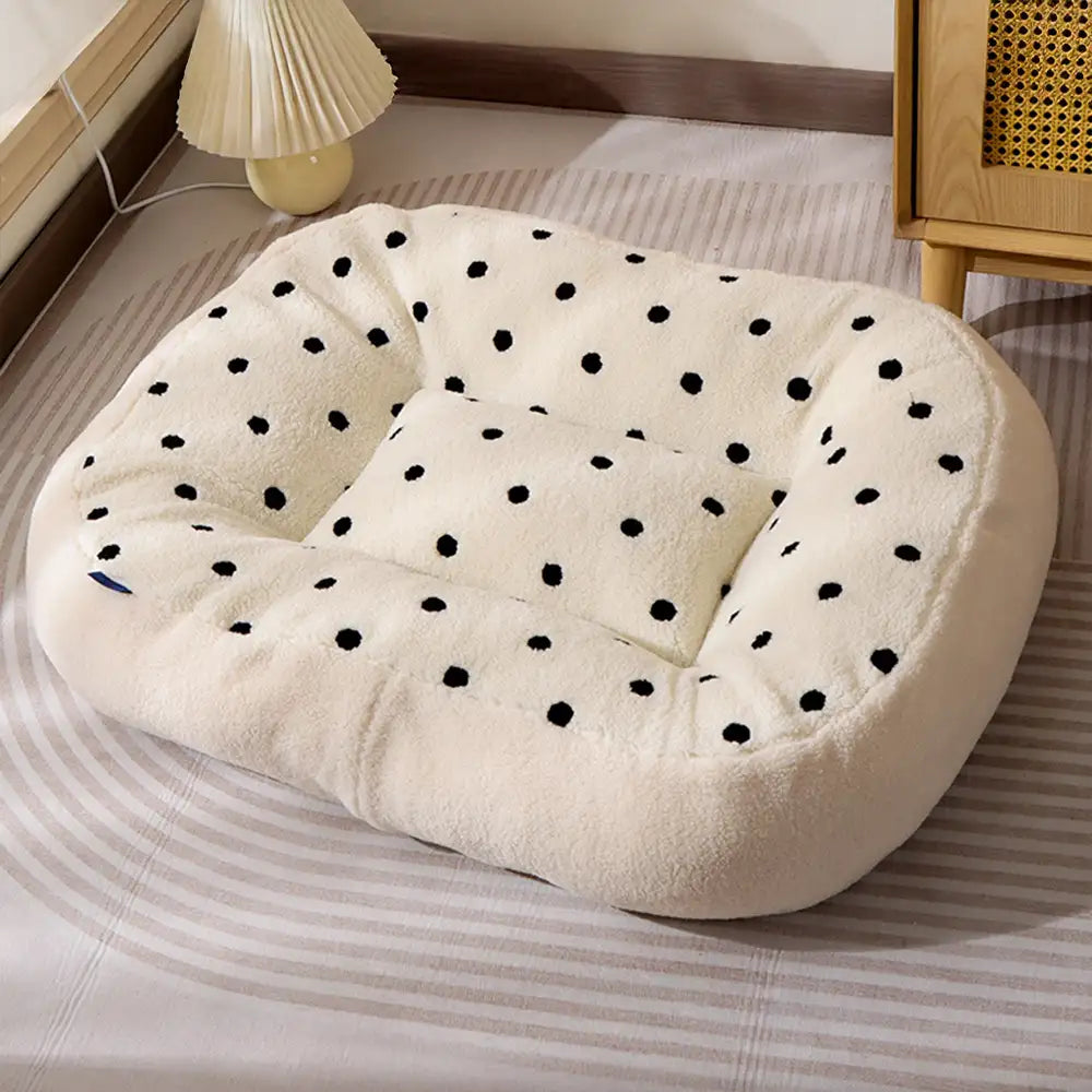 Cookie Plush Winter Warm Cozy Deep Sleep Dog Bed - Dog Beds lifestyle and size view 11 | Petix pet supplies for dogs and cats