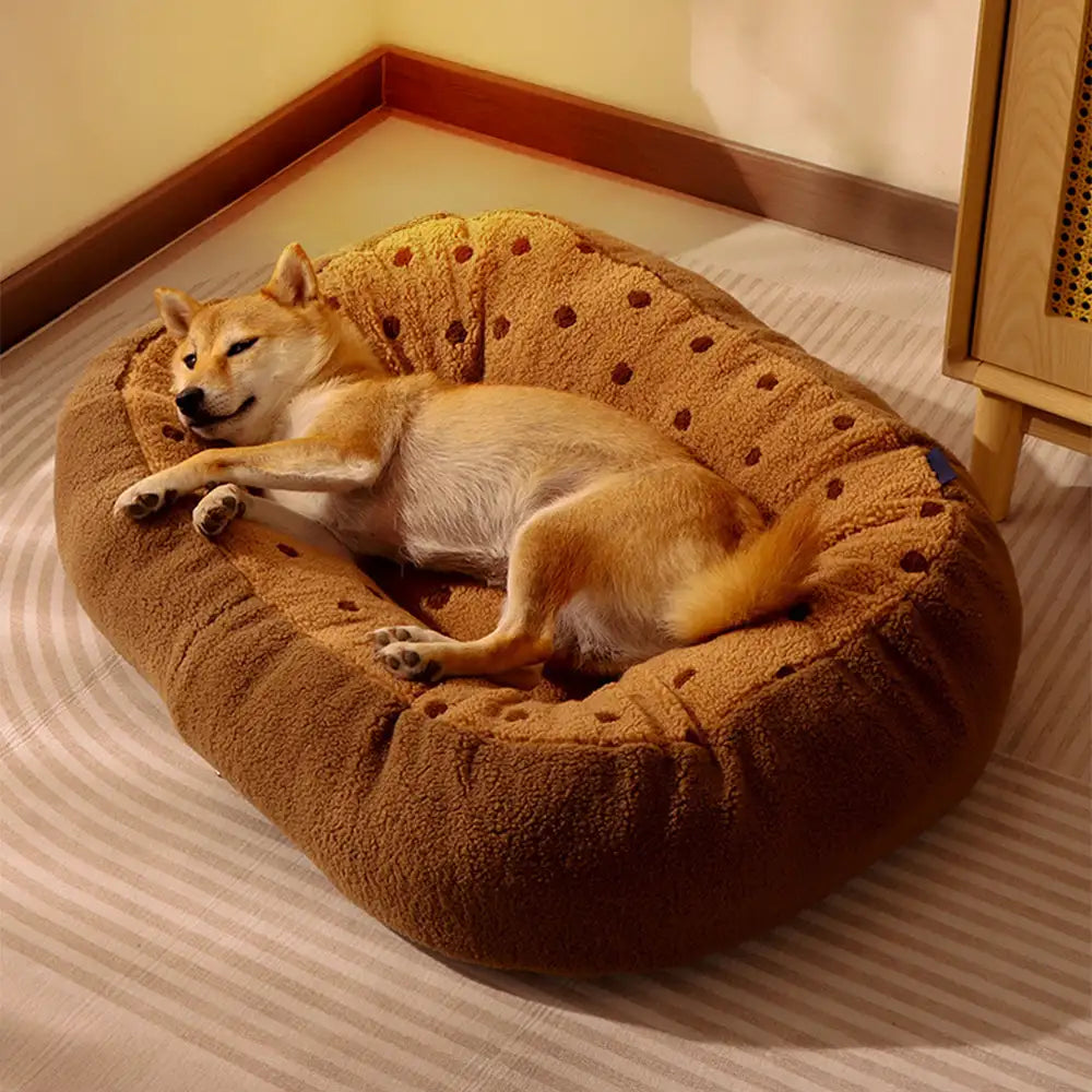 Cookie Plush Winter Warm Cozy Deep Sleep Dog Bed - Dog Beds detail view 8 | Petix pet supplies for dogs and cats