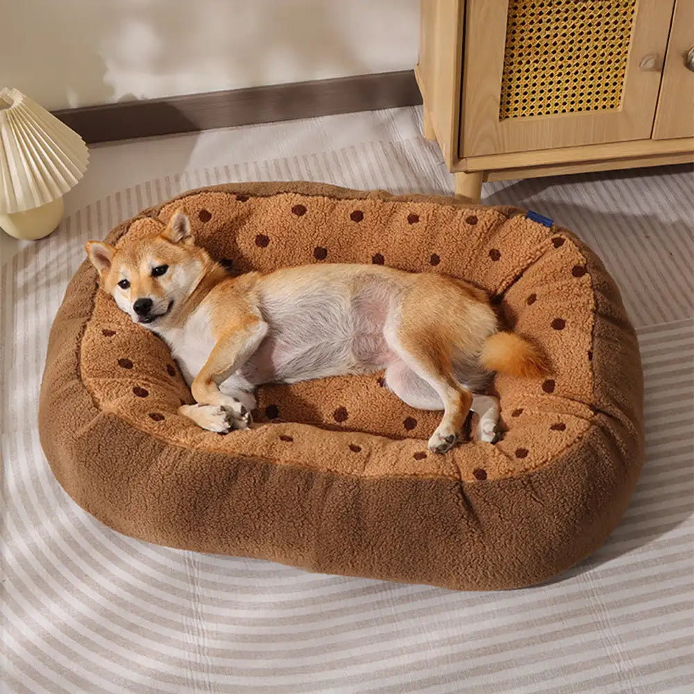 Cookie Plush Winter Warm Cozy Deep Sleep Dog Bed - Dog Beds detail view 9 | Petix pet supplies for dogs and cats