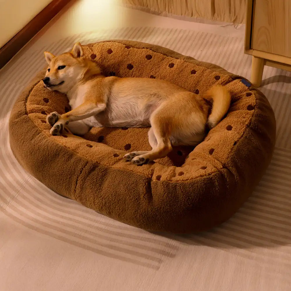 Cookie Plush Winter Warm Cozy Deep Sleep Dog Bed - Dog Beds main product image | Petix pet supplies for dogs and cats