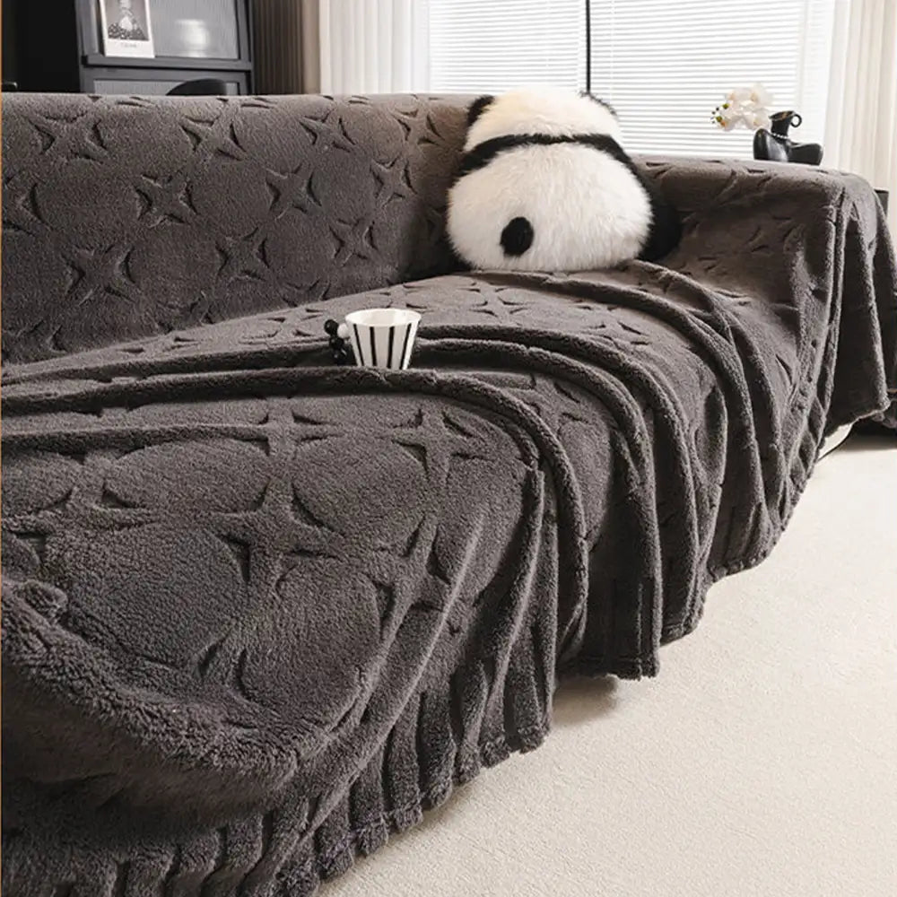 Cream Textured Jacquard Design Sofa Decorative Throw Couch Cover - Co... detail view 6 | Petix pet supplies for dogs and cats