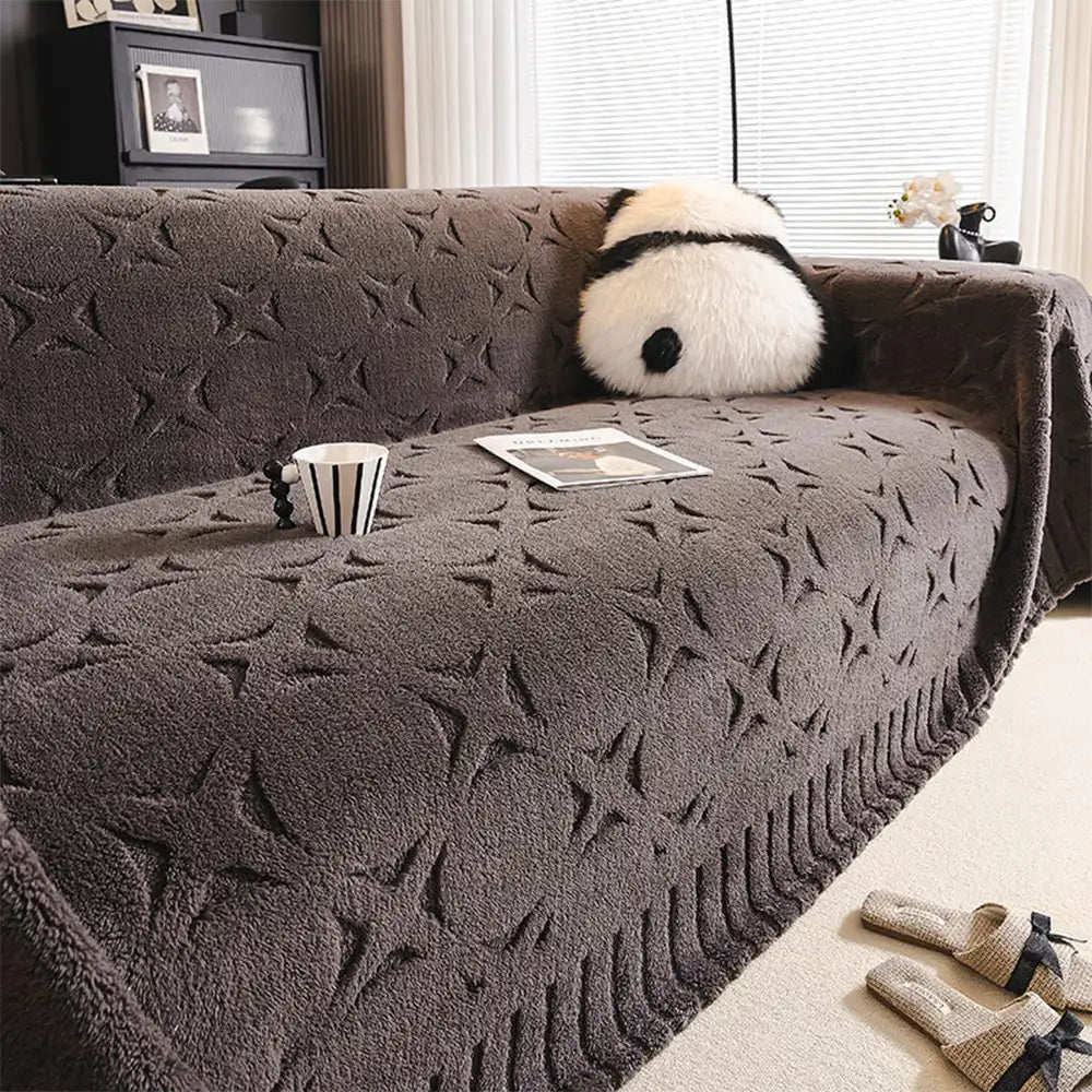 Cream Textured Jacquard Design Sofa Decorative Throw Couch Cover - Co... detail view 4 | Petix pet supplies for dogs and cats