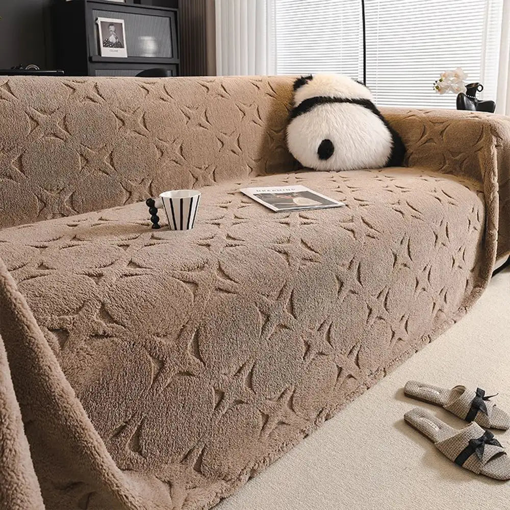 Cream Textured Jacquard Design Sofa Decorative Throw Couch Cover - C... detail view 12 | Petix pet supplies for dogs and cats