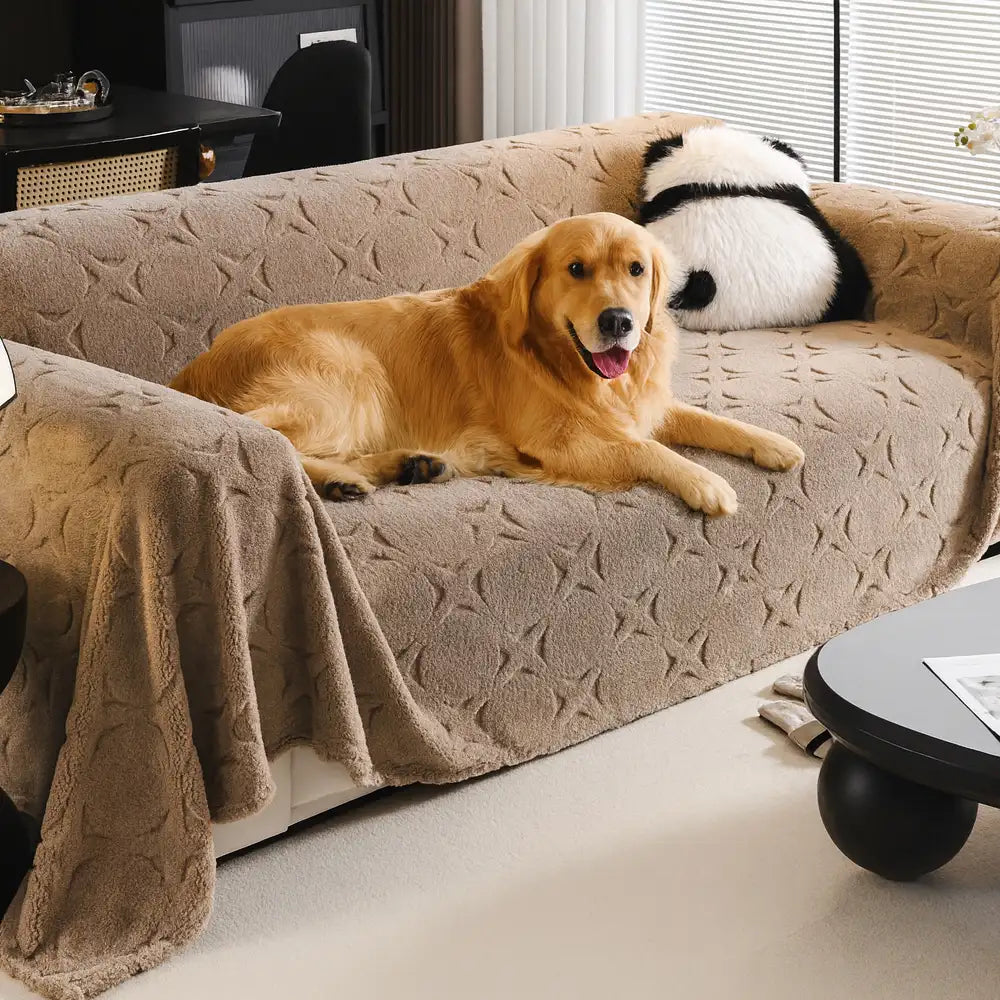 Cream Textured Jacquard Design Sofa Decorative Throw Couch Cover - Co... detail view 8 | Petix pet supplies for dogs and cats