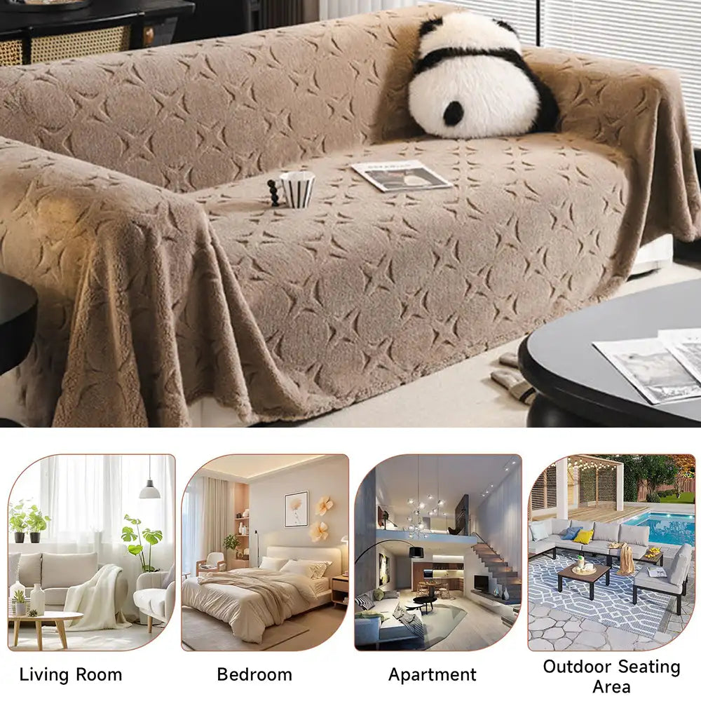 Cream Textured Jacquard Design Sofa Decorative Throw Couch Cover - C... detail view 13 | Petix pet supplies for dogs and cats