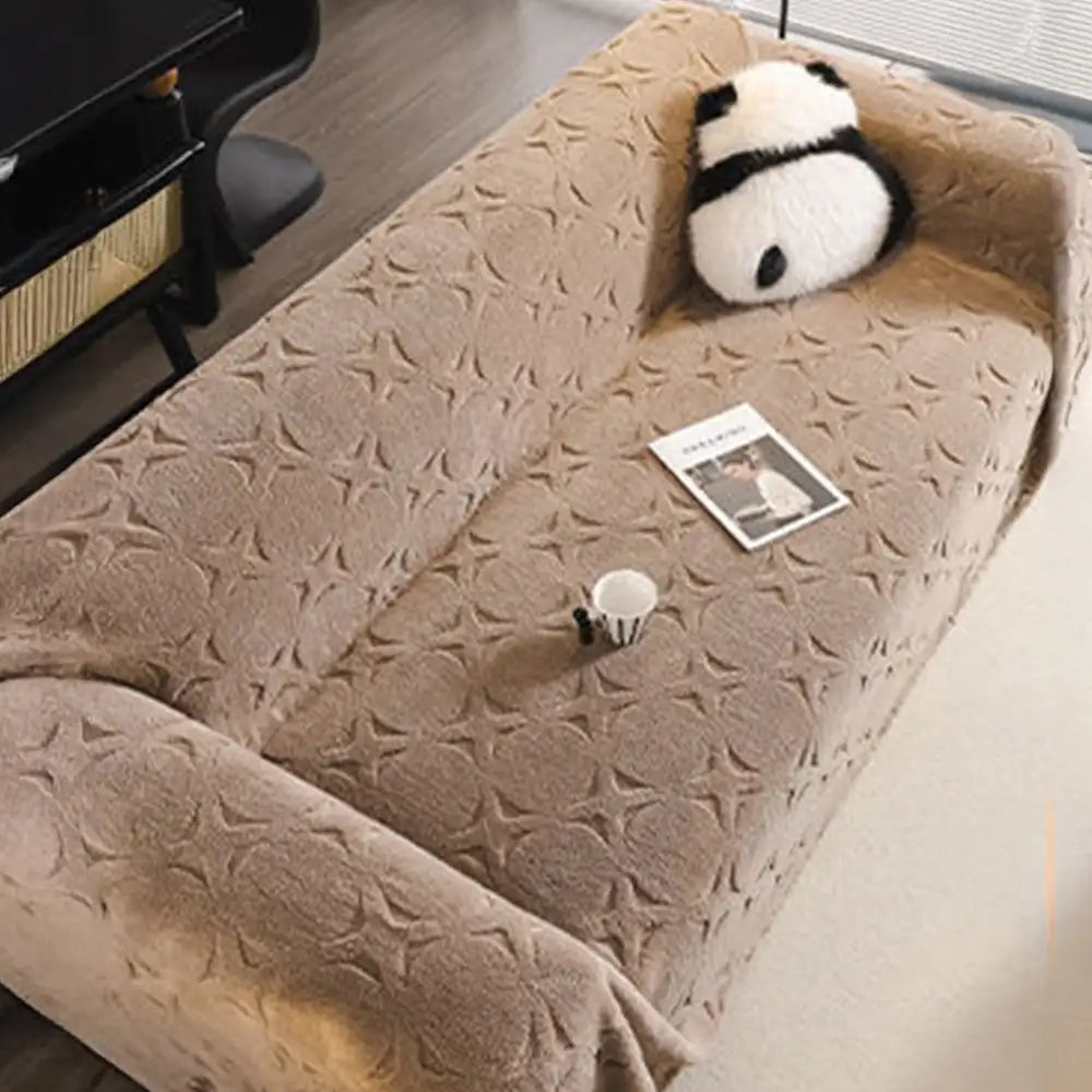 Cream Textured Jacquard Design Sofa Decorative Throw Couch Cover - Co... detail view 5 | Petix pet supplies for dogs and cats