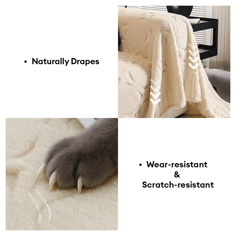 Cream Textured Jacquard Design Sofa Decorative Throw Couch Cover - Co... detail view 7 | Petix pet supplies for dogs and cats