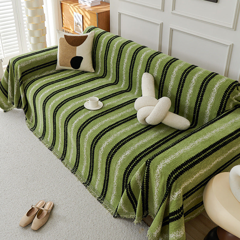 Decorative Stripe Tassel Chenille Throw Couch Cover - Couch Cover detail view 8 | Petix pet supplies for dogs and cats