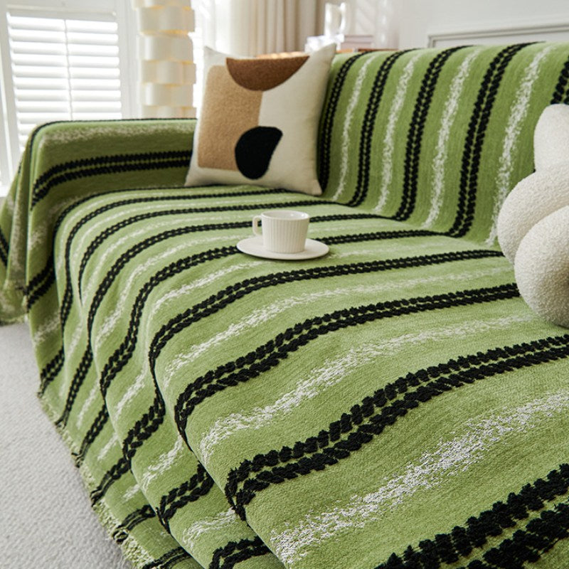 Decorative Stripe Tassel Chenille Throw Couch Cover - Couch Cover detail view 9 | Petix pet supplies for dogs and cats