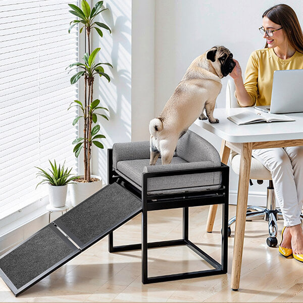 Elevated Pet Sofa Bed with Stairs Ramp for Bedside Lounge or Dog Win... detail view 12 | Petix pet supplies for dogs and cats