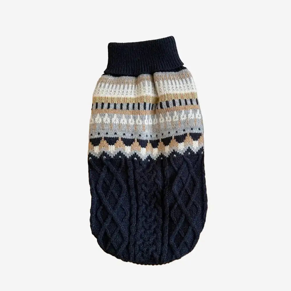 Fair Isle Pattern Knitted Linen Dog Sweater with Classic Collar - Do... detail view 11 | Petix pet supplies for dogs and cats