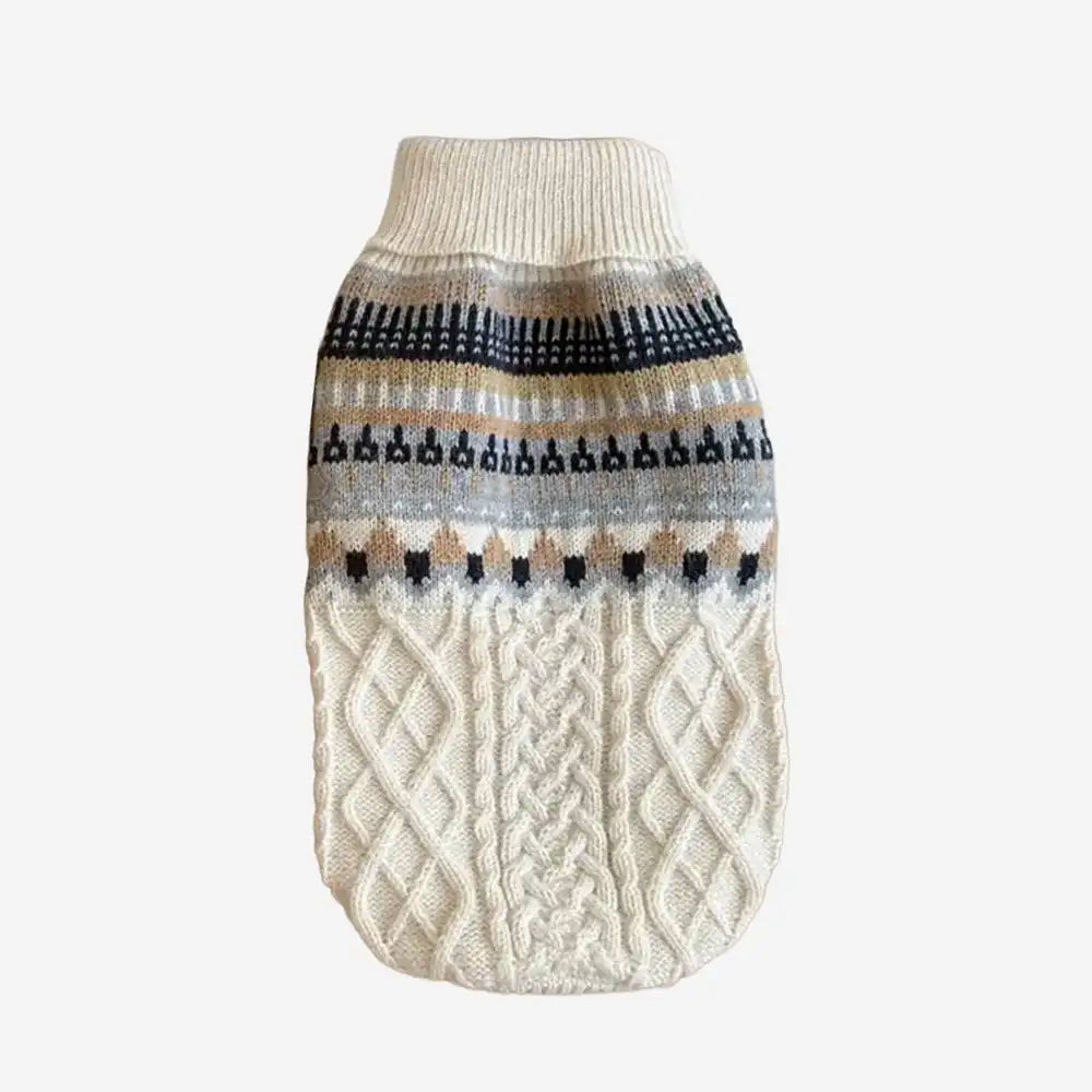 Fair Isle Pattern Knitted Linen Dog Sweater with Classic Collar - Do... detail view 10 | Petix pet supplies for dogs and cats