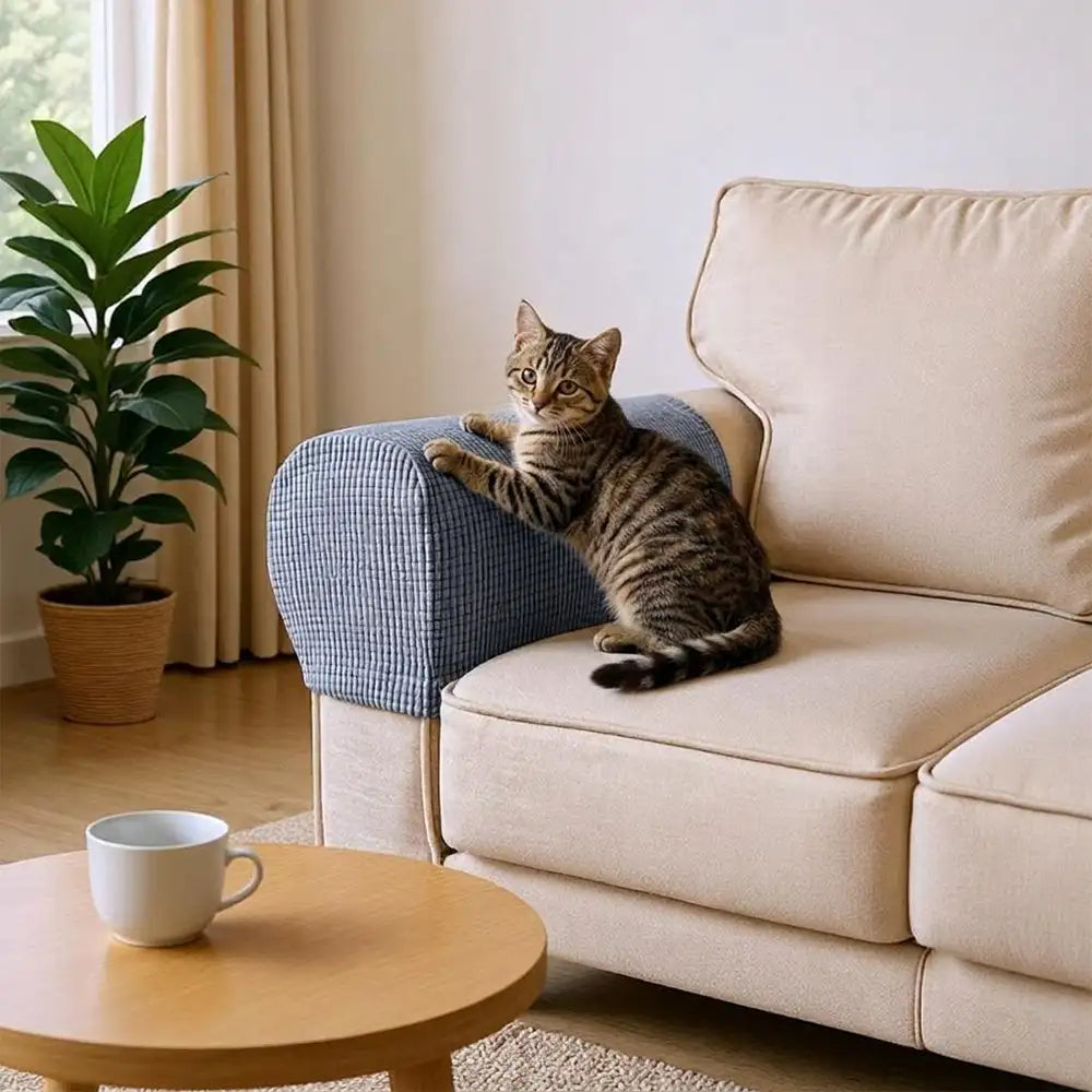 Fleece Elastic Sofa Armrest Protector Cover - Couch Cover detail view 3 | Petix pet supplies for dogs and cats