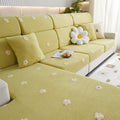 Floral Embroidered Fleece Sofa Anti-Scratch Stretch Couch Cover - Cou... detail view 6 | Petix pet supplies for dogs and cats