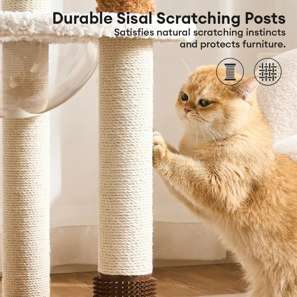 Flower Multi-Level Cat Climbing Frame Scratching Post Cat Tree with S... detail view 4 | Petix pet supplies for dogs and cats