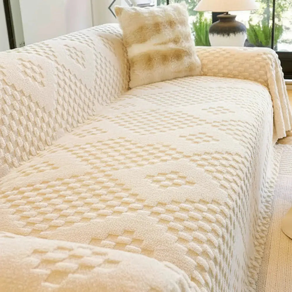 Fluffy Jacquard Velvet Scratch-Resistant Thickened Sofa Blanket Couch... detail view 9 | Petix pet supplies for dogs and cats
