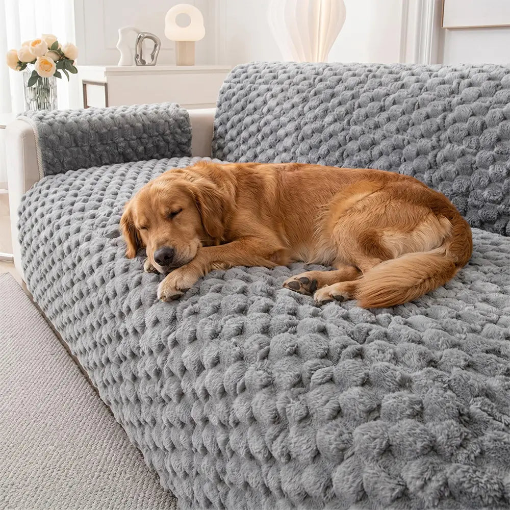 Fuzzy Bubble Plush One-Piece Pet-Friendly Sofa Protection Non-Slip Co... detail view 2 | Petix pet supplies for dogs and cats