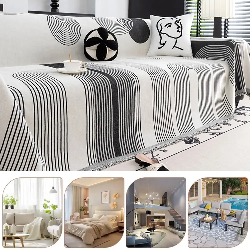 Geometric Striped Chenille Durable Sofa Protection Couch Cover - Couc... detail view 6 | Petix pet supplies for dogs and cats
