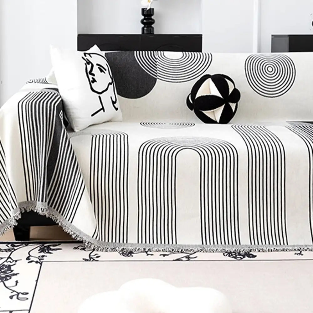 Geometric Striped Chenille Durable Sofa Protection Couch Cover - Cou... detail view 10 | Petix pet supplies for dogs and cats