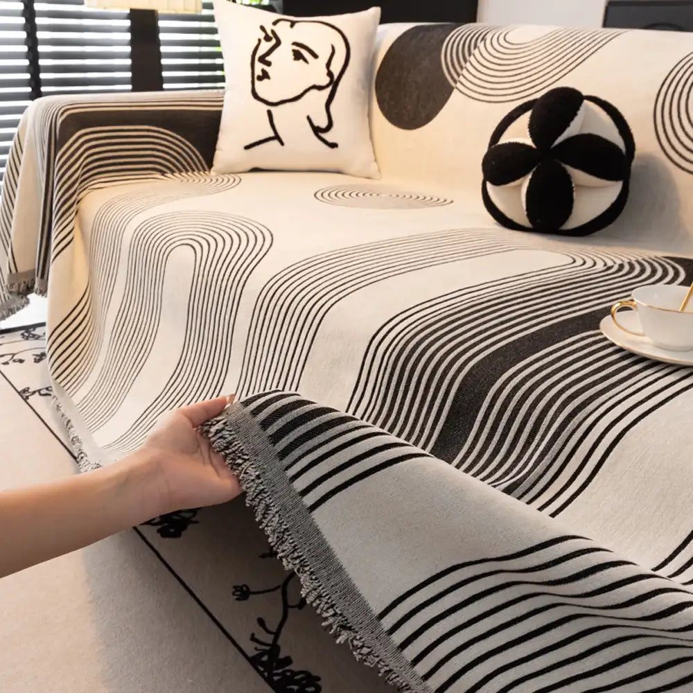 Geometric Striped Chenille Durable Sofa Protection Couch Cover - Couc... detail view 9 | Petix pet supplies for dogs and cats