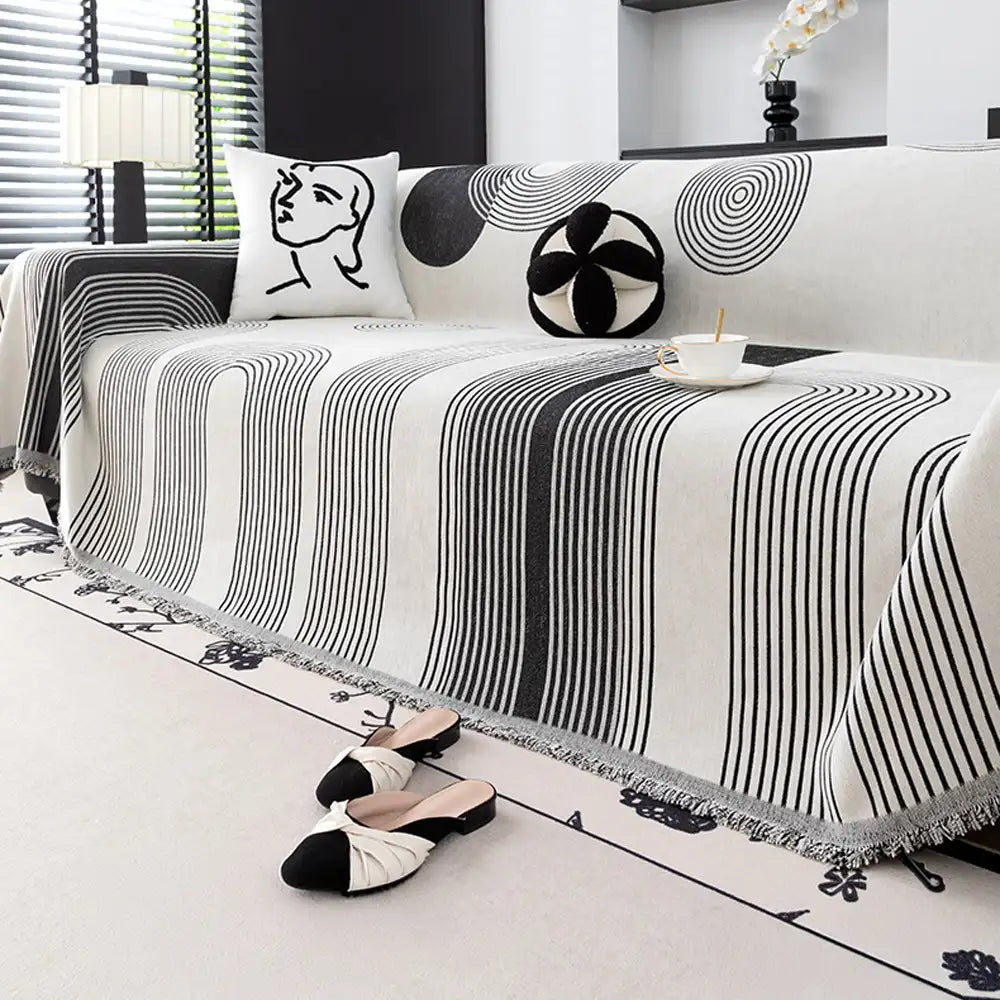 Geometric Striped Chenille Durable Sofa Protection Couch Cover - Couc... detail view 4 | Petix pet supplies for dogs and cats