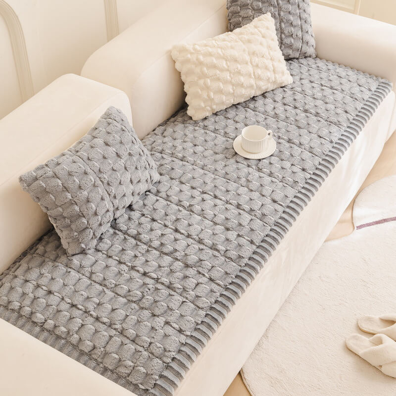 Honeycomb Plush Thickened Soft Sofa Decoration Pet Mat C... lifestyle and size view 12 | Petix pet supplies for dogs and cats