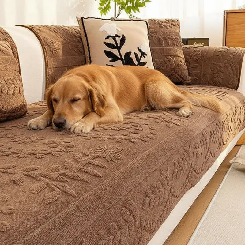 Jacquard Plush Comfortable Scratch-Resistant Non-Slip Couch Cover - C... detail view 9 | Petix pet supplies for dogs and cats